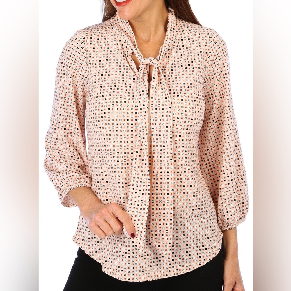 Adrianna Papell Womens 3/4 Sleeve Print Top. Size M
